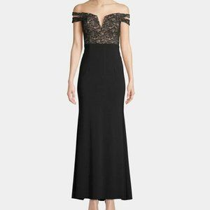 CLEARANCE: 
X  by Xscape 2 Black Nude Lace Gown NWT BY72